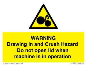Warning Drawing in and Crush Hazard